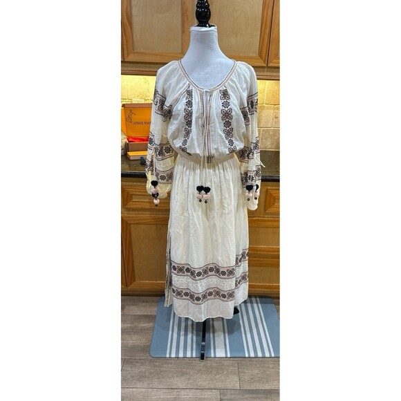Love Shack Fancy Isla Boho Peasant Embroidered Dress Size M EUC - Picture 3 of 9